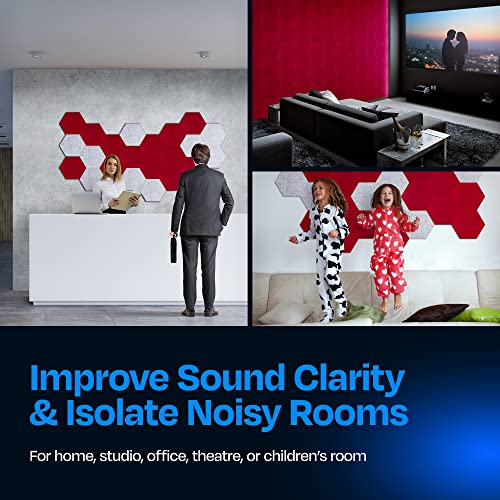 Image of Acoustic Panels 12-Pack Soundproof Wall Panels 12 inchX10.4 inchX0.4 inch Sound Panels High Density Sound Dampening Panels - [Candy Red Hexagon]