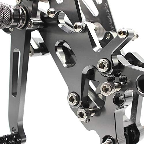 Miniatura 4 de Krace Estriberas delanteras para motocicleta, juego de estriberas traseras reposapiés, pedales de cambio de freno, totalmente ajustables, apto para