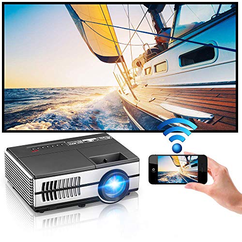 AI LIFE Proiettore WiFi Portatile Bluetooth Senza Fili HDMI 1080P Mini proiettore LCD Esterno Senza Fili a LED per Tablet Computer Portatile