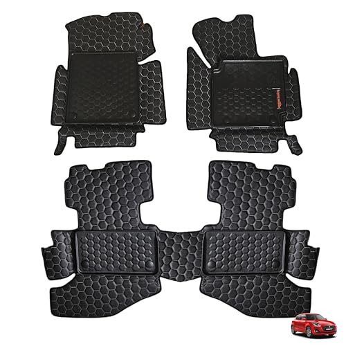 Amazon Basics 8D Premium Car Floor Mats for Maruti Swift/Swift Dzire (All Variants | MT/at | 2024 & Older) | Custom Fit | Waterproof| TPE | Black