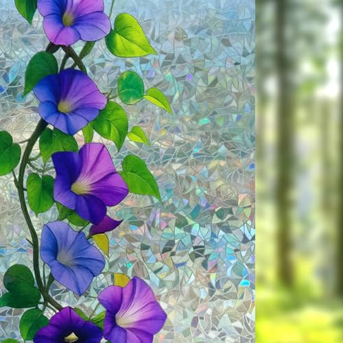 Image of Nuxovilar Crescent Blue Purple Morning Glory Window Film 17.7x39.4 PVC