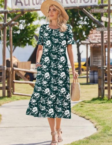 Image of Zeagoo Womens Summer Dresses 2026 Casual Midi Dress Flowy Sundress Ruffle Short Sleeve Tiered Dresses A Line Boho Dress
