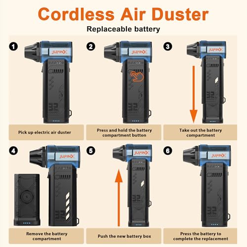 JUFINX Air Duster - 250,000RPM Compressed Air Duster, Replaceable Batteries 2pcs,Long - image 6