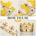 6 Pcs Birthday King Crowns Foam Crowns Prince Princess Gold Crown King Queen Crown Hat Cap with Gems for Birthday Party Supplies Halloween Crown - Image 3