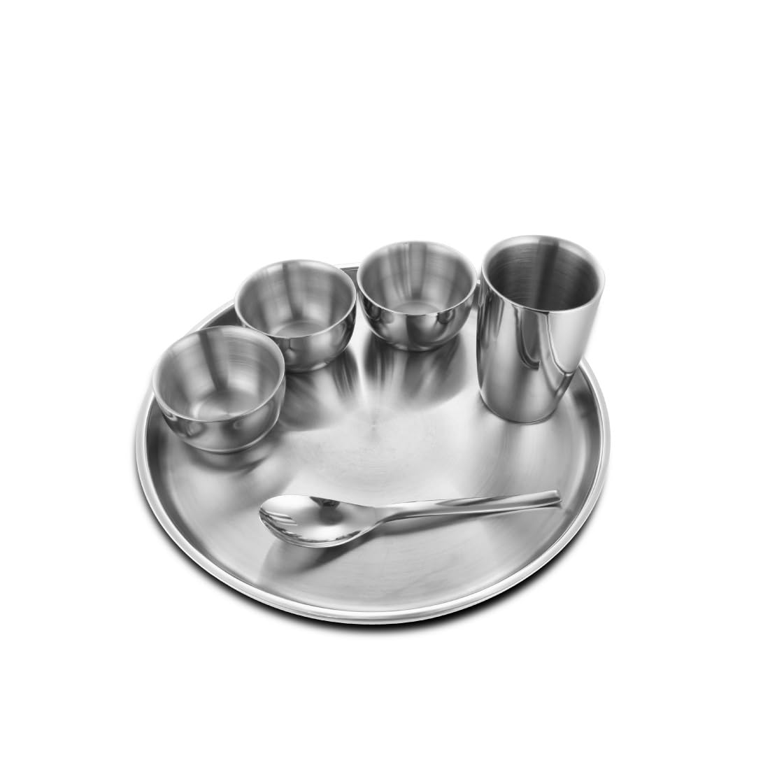 - Stainless Steel Nikki Double Wall Thali Set, 6-Pieces, Silver