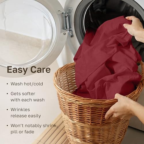 Image of Soft Natural 100% Cotton Sateen King Sheet Set, 4 Pc Set, Brick Red