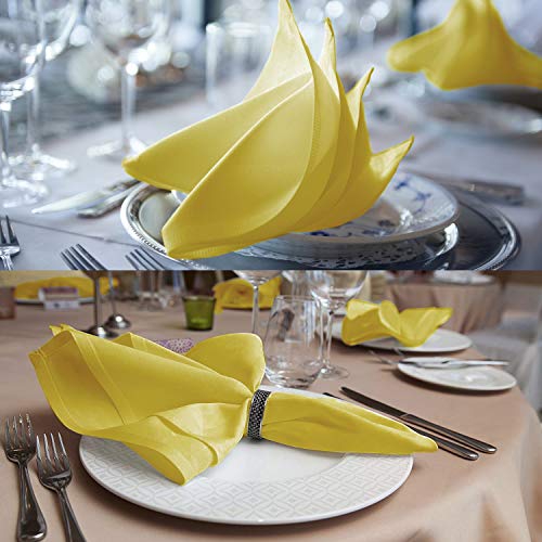 Talvania Cloth Napkins - Set of 12 Dinner Napkins - Soft Poly Cotton Washable Napkins - Reusable Fabric Table Napkins - 18” X 18” - Perfect for Events, Weddings, Parties, Hotels & More (Gold) - Thumbnail 4