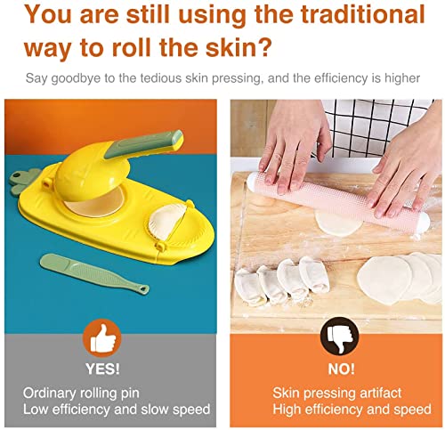 Nisterl 2 In 1 Dumpling Maker, Manual Dough Presser Dumpling Wrappers Press Wrapper, Kitchen Dumpling Making Tool, Household Automatic Dumpling Maker, Diy Dumpling Moulds (Yellow) #TOP4