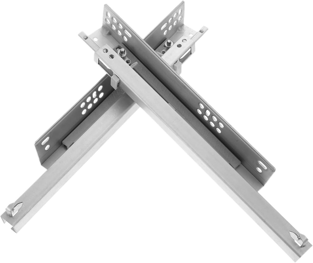 Heavy Duty Drawer Slides 2pcs Bottom Mount Drawer Slides Heavy Duty Cold Rolled Steel Soft Close Lock Track Replacement for Kitchen