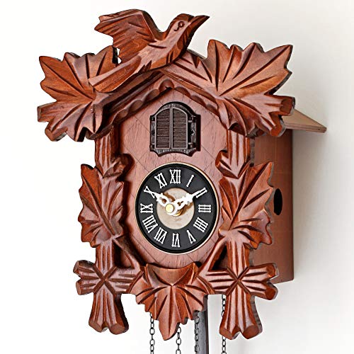 Small Cuсkoo Cloсk with Hand Carved Birds, Weights and Swinging Pendulum (Cherry)