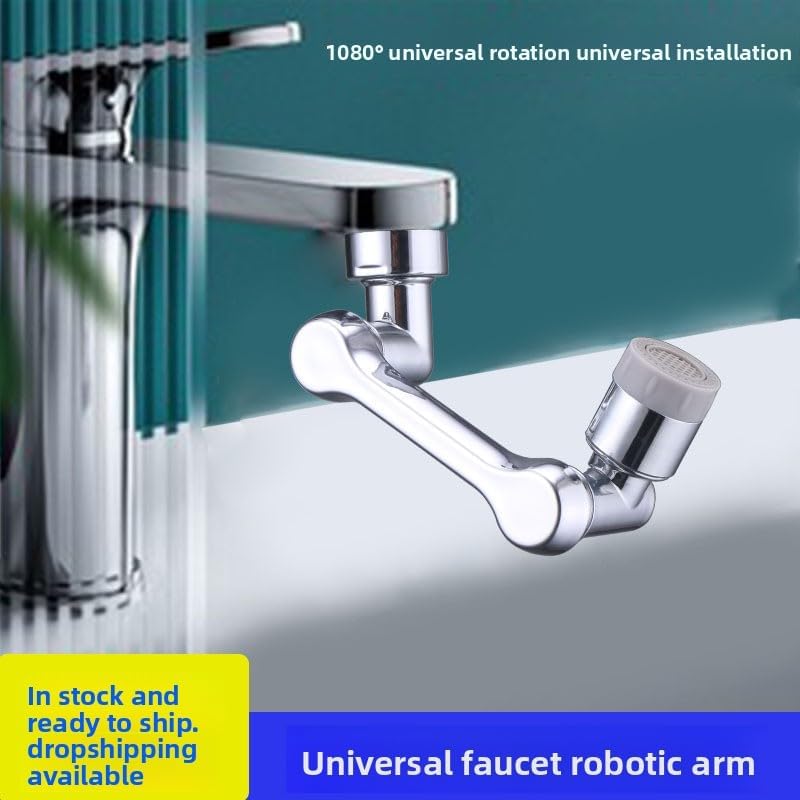 Universal Rotating Extendable Faucet with Splash Proof Nozzle and Adjustable Mechanical Arm for Kitchen Sink Flexible Pull Out Sprayer Aerator Water Saving Tap