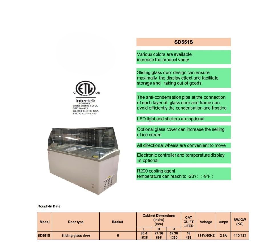 Elite Kitchen Supply Commercial Ice Cream Display Freezer, 60