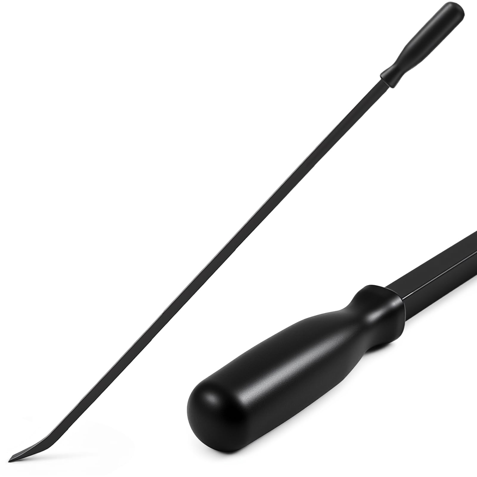 25 Inch Non-metal Striking Cap Pry Bar Long Heavy Duty Pry Bar with Mechanic's Handle for Positioning Aligning Prying Iron Worker Tools (Black)
