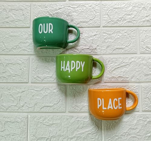 THE VINTAGE ARTEFACTS Ceramic Half Cup Wall Planter. Set of Three...