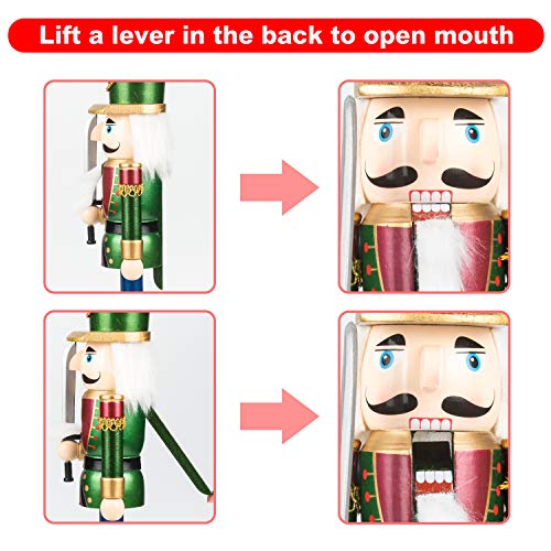 Busybee nussknacker Figur Set of 3 Große Weihnachten Nussknacker Holzfigur 38cm Nutcracker König und Soldat Figurine Weihnachten Nussknacker Holz