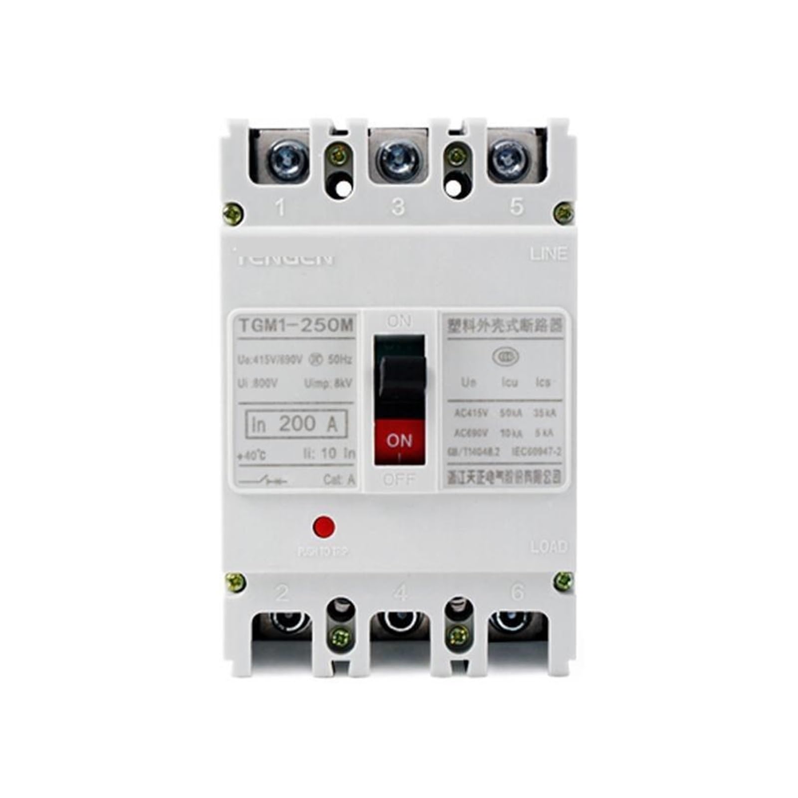 Disjoncteur moteur 225A TGM1-250M protégeant contre la surcharge en réseau AC380V