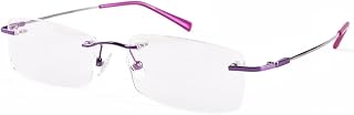Blue Light Blocking Glasses - Flexible Rimless Titanium Alloy Eyeglasses Frames Clear Lens