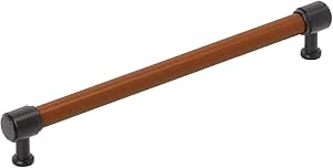 Signature Hardware 954069-O-81316 Lazzara 8-13/16 Inch Center to Center Cognac Leather Bar Cabinet Pull - Matte Black