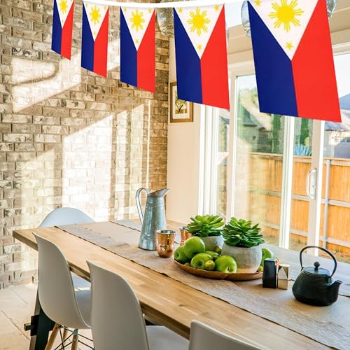 Image of The Philippines Flags Filipino String Flag Banners for Patriotic Events Independence Day Sports Bars Inside Outside Decorations 33 Feet 30 Flags