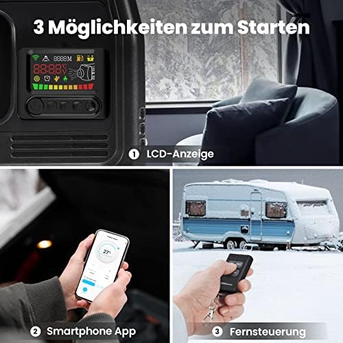 maXpeedingrods 12 V 5 kW Diesel Auxiliary Heater Air Heater 5 L with LCD Automatic Height Compensation, Remote Control, with Bluetooth App for Motorhome, Car, Silence
