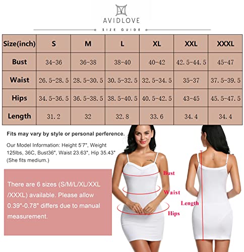 Avidlove Women Modal V Neck Nightwear Sleeveless Straight Dress Mini Full Slips White M #TOP5