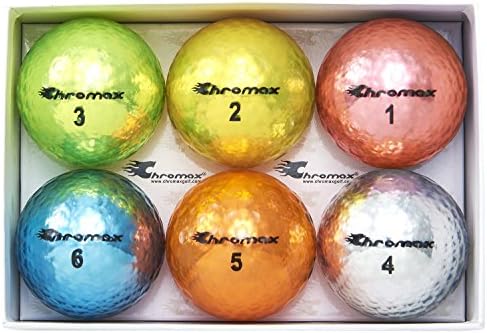 Chromax Metallic M5 Colored Mixed Golf Balls (Pack of 6), Assorted