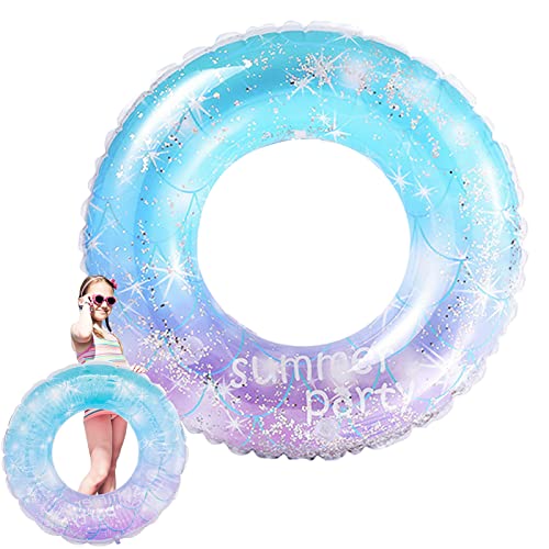 Pukitt Schwimmring Kinder, Glitzer Schwimmreifen Kinder Schwimmflügel, Transparenter Auslaufsicherer Schwimmhilfe für Kinder 4-9 Jahre(Sternenhimmel) Cover