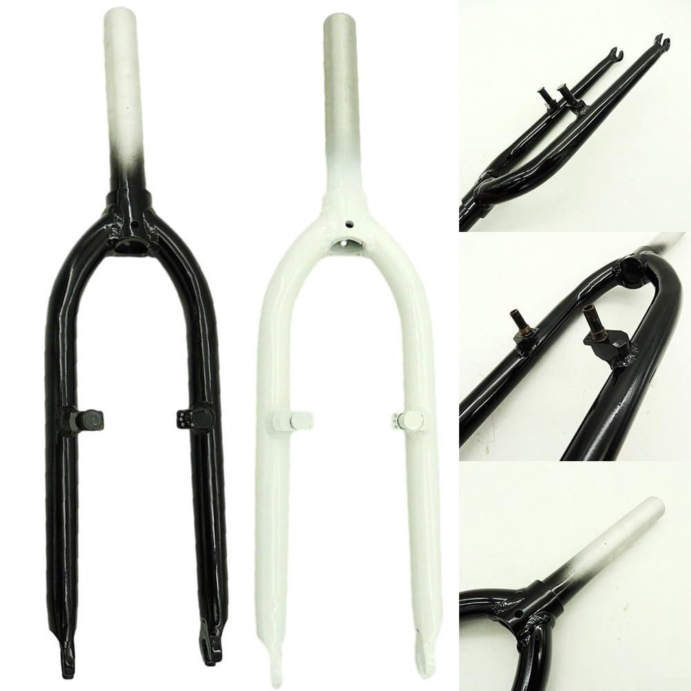 Horquilla delantera de bicicleta plegable de aleación de aluminio de 20 pulgadas con freno en V, tubo superior de 28.6 mm x 170 mm, horquilla de suspensión ligera para ruedas de 20 pulgadas (negro)