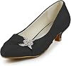 JIAJIA 0112A Women's Bridal Shoes Closed Toe Low Heel Comfort Satin Pumps Crystal Wedding Shoes