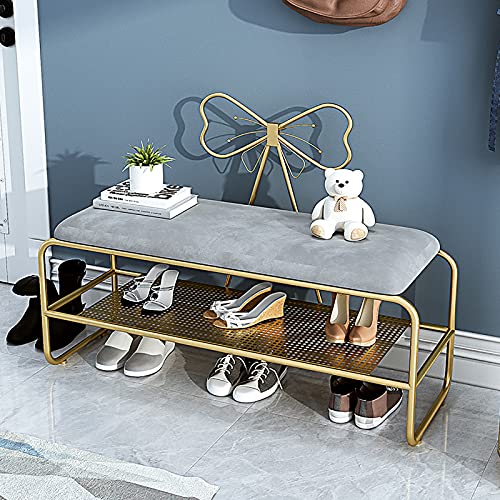 Banc d'entrée moderne en velours gris arc pour sublimer votre couloir et salon