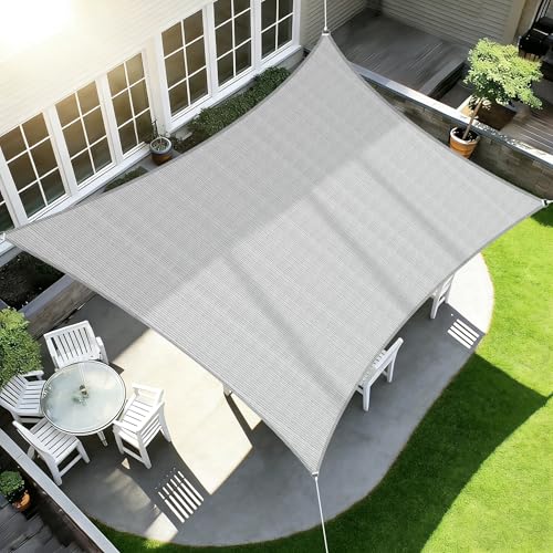 ECOOPTS 12'x14' HDPE Sun Shade Sail Rectangle Canopy Shades for Outdoor Patio Pergola Cover Blockage 95% UV Resistant(Gray) by ECOOPTS - Used condition - US$32.62