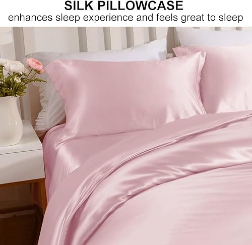 Miniatura 5 de Ravmix - Juego de 2 fundas de almohada de seda para cabello y piel con cremallera oculta, juego de 2 fundas de almohada de seda de morera 21Momme de