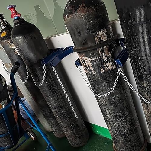 Support mural bouteille oxygène azote propane bleu avec chaîne de sécurité