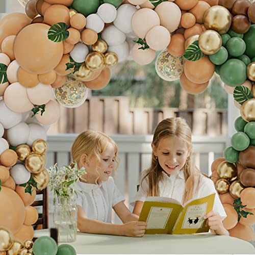 Ilafm 142Pcs Sage Green Brown Balloon Garland Kit Jungle Safari Wild Woodland Balloon Arch Olive Green Gold Coffee Cocoa Balloons For Wedding Birthday Shower Party Decorations #TOP6