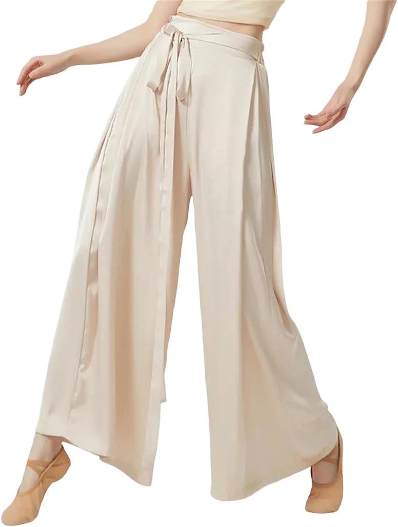 Women's Dance Classical Modern Wide-Leg Satin Elegant Chinese Dance Practice Pants