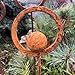 Rusty garden finials, Metal garden decor, metal yard art, outdoor metal decor, Rusty metal ring decor, Set of 8 Rusty Metal garden stakes