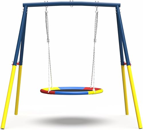 Miniatura 10 de Juego de columpios para patio trasero con soporte, columpio de metal resistente de 440 libras, soporte de columpio para exteriores, contiene 1