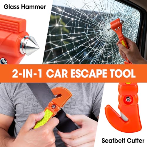 YesBes 2 Pack Car Safety Hammer, Window Breaker Seatbelt Cutter 2-in-1, Auto Emergency Escape Tool Car Window Breaker Tool, Car Accessories - Image 3