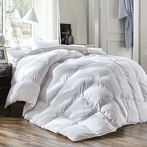 Luxury Queen Size White Goose Down Feather Comforter Duvet Insert 600 Thread Count Hypoallergenic 100% Cotton 600FP,Cozy Down Duvet with 8 Corner Tabs.All Seasons Down Comforter Cover
