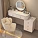Set da Comò, Comò con Specchio Luminoso A LED con Specchio A Luminosità Regolabile, Sgabello con Cuscino Armadio per Trucco Moderno Nordico,A,0.8M