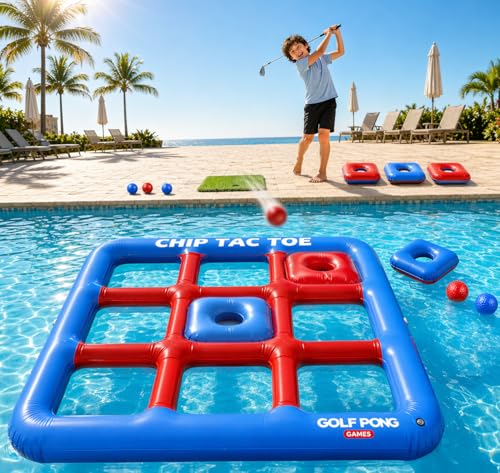 Chip Tac Toe Schwimmendes Golf-Pool-Spielzeug für Erwachsene und Jugendliche, Outdoor-Spielzeug für Poolpartys und Strandtage, Hofspiele für Hinterhof-Spaß und Sommerversammlungen