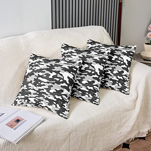 Set Of 2 Camouflage Throw Pillow Covers 24X24 Black And Gray Camo Decor Pillow Covers Boys Abstract Graffiti Art Camo Design Cushion Cases For Adult Teens Kids Grey Farmhouse Decorative Pillow Cases #TOP3