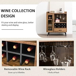 Giantex Bar Cabinet with Wine Rack, Coffee Bar Buffet Cabinet with Storage, Drawer, Glass Holder, Cupboard Wood Sideboard for Wine Bottle, Liquor, Farmhouse Kitchen Dining Room Furniture Giantex Bar Cabinet with Wine Rack Coffee Bar Buffet Cabinet with Storage Drawer Glass Holder Cupboard Wood Sideboard for Wine Bottle Liquor Farmhouse Kitchen Dining Room Furniture