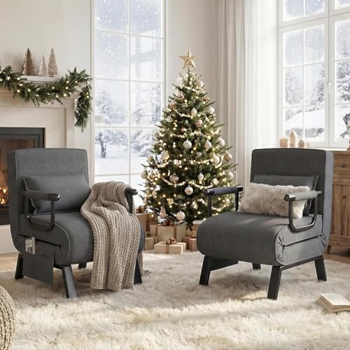 Image of TYBOATLE Sleep Chair Bed Set of 2, Sleeper Chair (Dark Grey)
