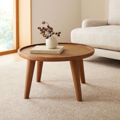 Image of Solid Wooden Coffee Table | Center Table for Living Room, Bedroom, Hotel & Home, Natural Finish, (71.12d x 139.37h x 71.12w CM)
