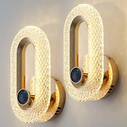 Oylyw Wall Sconces Set Of Two, Acrylic Led Wall Light Lamp Vintage 3000K Vanity Lighting Fixture For Bedroom Bedside Bathroom Living Room Hallway(2 Pack) #TOP3