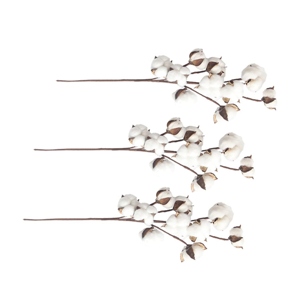 HOMSFOU10 cotton stalks tree cotton stems Rustic Floral Farmhouse Style Decor faux flower home decoration Farmhouse Style Artificial Flower Wooden white household fake flowers