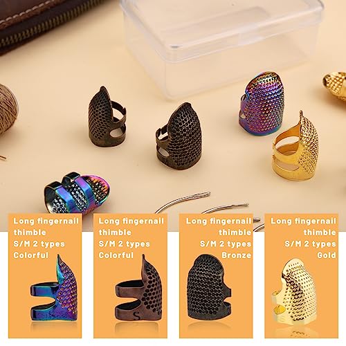 Sewing Thimble, Thimbles for Hand Sewing, Metal Thimbles for Hand Sewing, Sewing Thimble Rings with Storage Box for Needlework, Hand Embroidery Craft