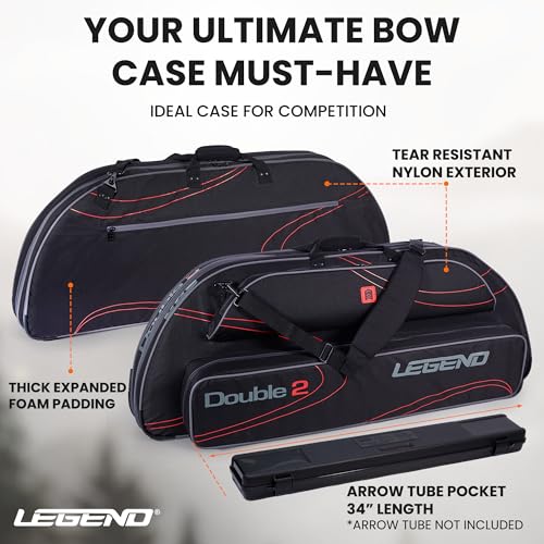 Legend Double 2 Compound Bow Travel Case - Archery Case With Foam Padding, Nylon Material, Storage Pockets For Accessories - Heavy-Duty Bow Soft Case thumb #6