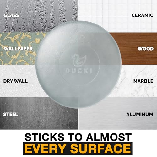 Image of Ducki Wall Protectors, 4 Pack Frosted Glass Self Adhesive Reusable Solution to Stop Wall Damage and Noise from Doors, Fridge and More in Your Home or Office, Durable, Shock Absorbing